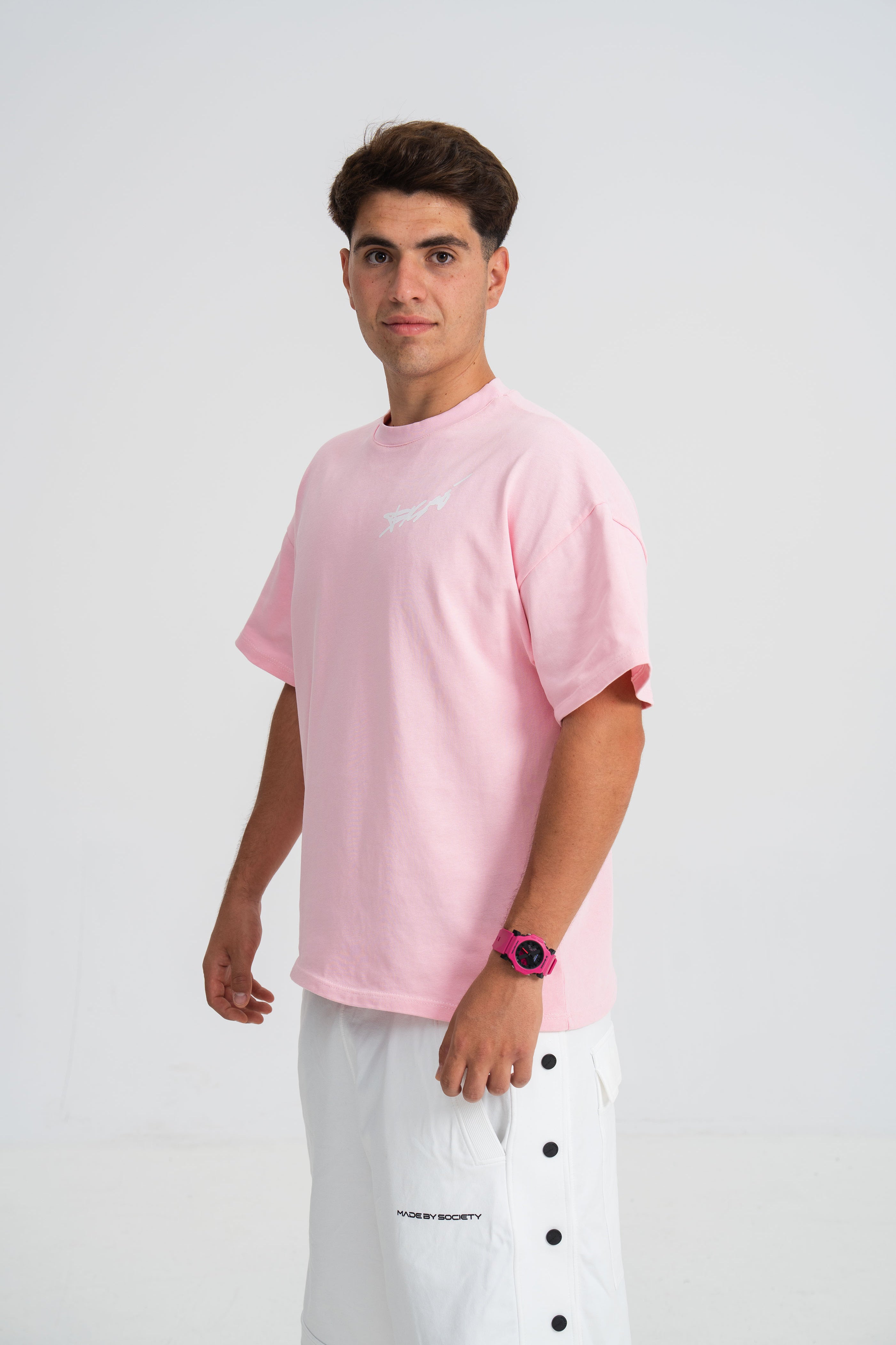 Tricou oversize fit roz bisoi petrut merch - ediție limitată